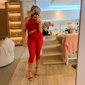 Beaufille 2 pieces lace red set from revolve